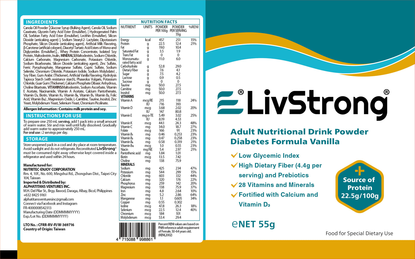 LivStrong Diabetes Formula (Sachet)